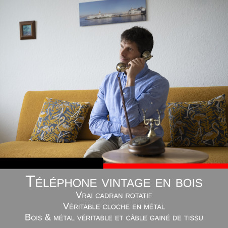 Opis 1921 Cable Modèle A: Le téléphone Fixe Vintage du Bois, Un téléphone Ancien avec Son Style rétro Unique pour Une Touche Cla