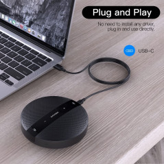 Micro haut-parleur PC pour ordinateurs, PS4 et XBOX, 360 ° Omnidirectionnel USB Mic/Haut-parleur pour la visioconférence, réunio