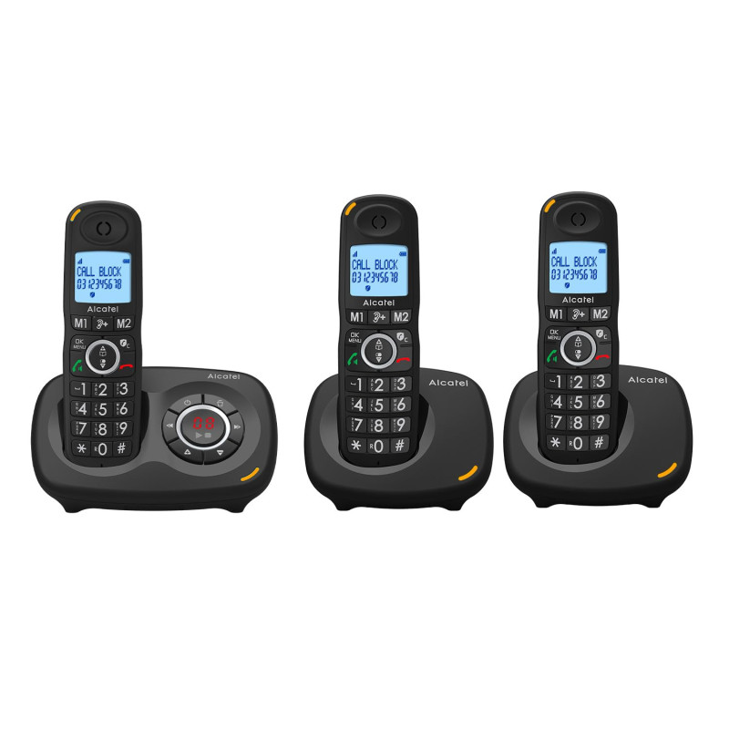 ALCATEL XL595 B Voice Trio - Téléphone Fixe Sans Fil Senior Avec Répondeur - Grand Écran Rétroéclairé - Mains Libres - Fonction 