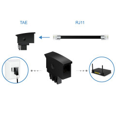 deleyCON Adaptateur de téléphone TAE-F vers RJ11 femelle 6P4C - Adaptateur de câble pour routeur - Noir