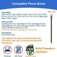 Callez RJ45 Casque Téléphone Fixe avec Micro Anti-Bruit & Quick Disconnect, Micro Casque Téléphonique Filaire Compatible avec Si