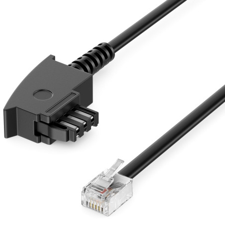 deleyCON 3,0m Câbles Téléphoniques TAE-F Mâle à RJ11 Mâle 6P4C Câble Plat Terminaux Analogiques à Prise Téléphonique TAE-F Télép
