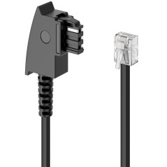 deleyCON 3,0m Câbles Téléphoniques TAE-F Mâle à RJ11 Mâle 6P4C Câble Plat Terminaux Analogiques à Prise Téléphonique TAE-F Télép