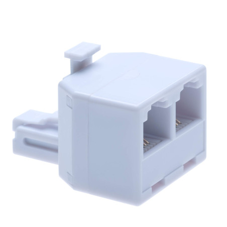 Cable Landline Répartiteur universel 2 voies 2 prises RJ11 vers prise mâle RJ11 Blanc