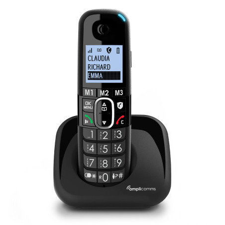 Amplicomms BigTel 1500, téléphone DECT sans Fil à Grosses Touches, Audio-Boost, sonneries puissantes, Compatible avec Les Aides