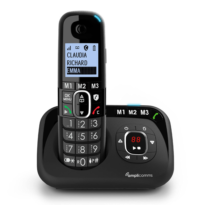 Amplicomms BigTel 1580, téléphone DECT sans Fil à Grosses Touches, répondeur, Audio-Boost, sonneries puissantes, Compatible avec Amplicomms BigTel 1580, téléphone DECT sans Fil à Grosses Touches, répondeur, Audio-Boost, sonneries puissantes, Compatible avec