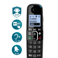 Amplicomms BigTel 1580, téléphone DECT sans Fil à Grosses Touches, répondeur, Audio-Boost, sonneries puissantes, Compatible avec