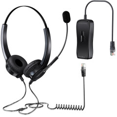 PChero Régulier Casque Téléphones de Bureau, Mains Libres Noise Cancelling Corded Headset Call Center Casque avec RJ9 Head & Mic