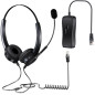PChero Régulier Casque Téléphones de Bureau, Mains Libres Noise Cancelling Corded Headset Call Center Casque avec RJ9 Head & Mic
