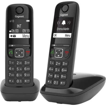 Gigaset AS690 Duo Teléfono DECT/analógico Identificador de llamadas Negro