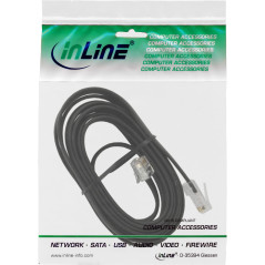 InLine 18648 câble de téléphone 10 m Noir - Cables de téléphone (10 m, RJ45, RJ12, Noir, Male connector / Male connector, Plat)