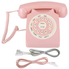 Téléphone Vintage Rose, Téléphone Fixe Rétro des Années 80, Téléphone de Bureau à Cadran Rotatif à L'ancienne, avec Ligne UK + U