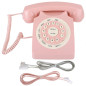Téléphone Vintage Rose, Téléphone Fixe Rétro des Années 80, Téléphone de Bureau à Cadran Rotatif à L'ancienne, avec Ligne UK + U Téléphone Vintage Rose, Téléphone Fixe Rétro des Années 80, Téléphone de Bureau à Cadran Rotatif à L'ancienne, avec Ligne UK + U