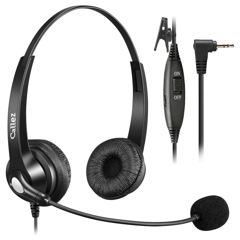 Callez Casque Téléphone Fixe sans Fil de 2,5 mm Dual avec Micro Anti-Bruit, Contrôle de Volume, Oreillette de Centre d'appel pou Callez Casque Téléphone Fixe sans Fil de 2,5 mm Dual avec Micro Anti-Bruit, Contrôle de Volume, Oreillette de Centre d'appel pou