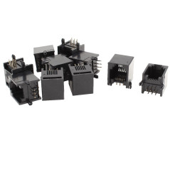 sourcing map 10pcsNoir RJ11Modulaire fiche 6P6CPCB Prise Monter Téléphone Connecteurs