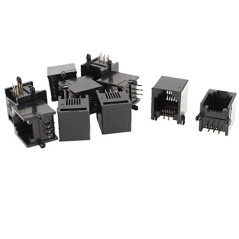sourcing map 10pcsNoir RJ11Modulaire fiche 6P6CPCB Prise Monter Téléphone Connecteurs