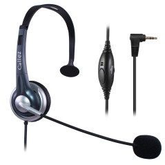 Callez Casque Téléphone Fixe sans Fil de 2,5 mm Monaural avec Micro Anti-Bruit, Contrôle de Volume, Écouteurs de Centre d'appel 