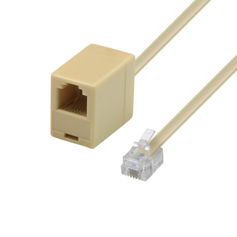 Waytex 39357 Rallonge téléphonique RJ11 male vers RJ11 femelle 10m beige Waytex 39357 Rallonge téléphonique RJ11 male vers RJ11 femelle 10m beige