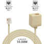Waytex 39357 Rallonge téléphonique RJ11 male vers RJ11 femelle 10m beige Waytex 39357 Rallonge téléphonique RJ11 male vers RJ11 femelle 10m beige
