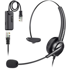 Pour Casque Téléphones IP Cisco, PChero 6ft Mains libres Noise Monaural Call Center Cancelling Corded 4-Pin RJ9 Cristal Head Cas