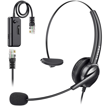 Pour Casque Téléphones IP Cisco, PChero 6ft Mains libres Noise Monaural Call Center Cancelling Corded 4-Pin RJ9 Cristal Head Cas