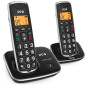 SPC Duo Comfort Kaiser - Téléphone Noir sans Fil avec Grandes Touches et Grands Chiffres, Compatible avec Les appareils auditifs