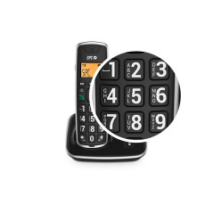 SPC Duo Comfort Kaiser - Téléphone Noir sans Fil avec Grandes Touches et Grands Chiffres, Compatible avec Les appareils auditifs