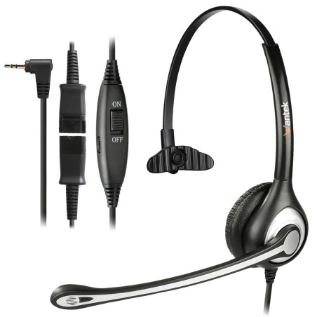 WANTEK Casque de téléphone sans fil avec micro antibruit Fiche jack de 2,5 mm Pour téléphone fixe Gigaset C430 C610 S850 Panason