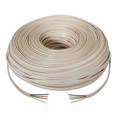 AISENS A143-0321 - Bobine de câble téléphonique 4C de 100 m, Couleur Beige
