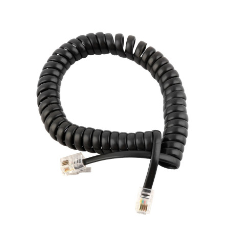 sourcing map Combiné téléphonique enroulé en Spirale Prise RJ11 4P4C Téléphone Câble Extension Ligne Noir