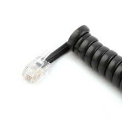sourcing map Combiné téléphonique enroulé en Spirale Prise RJ11 4P4C Téléphone Câble Extension Ligne Noir