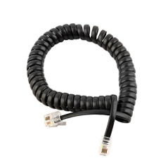 sourcing map Combiné téléphonique enroulé en Spirale Prise RJ11 4P4C Téléphone Câble Extension Ligne Noir