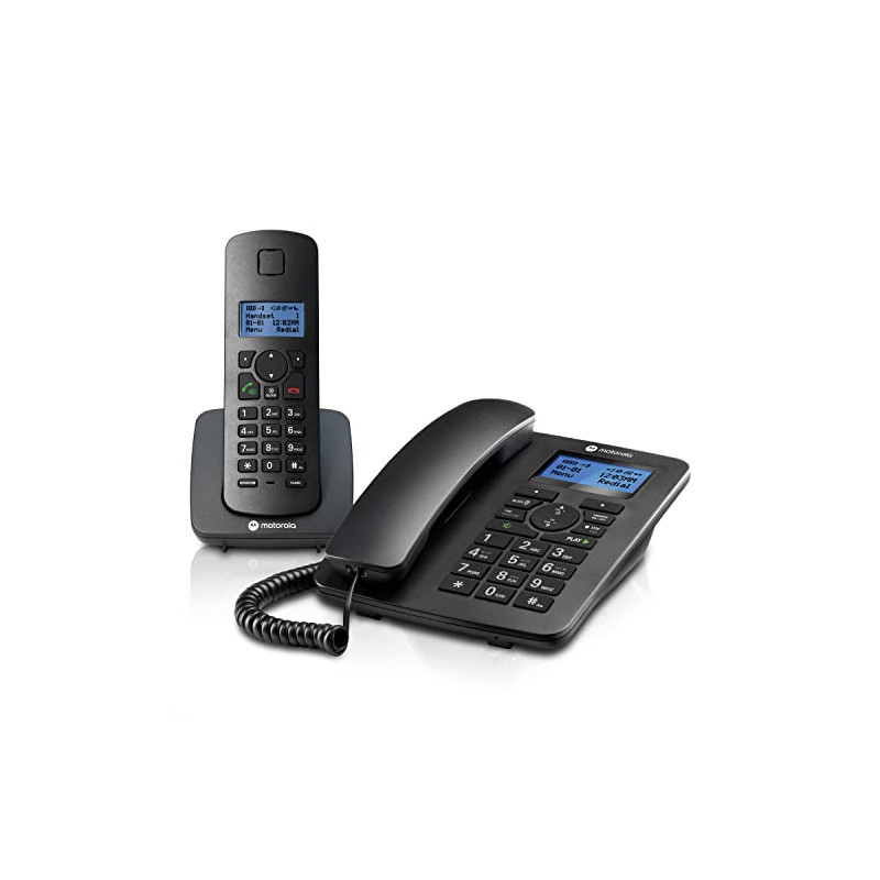 Motorola Voice - Téléphone Filaire C4201 avec Terminal numérique sans Fil, Mode d'urgence, Transfert d'appel, répertoire de 50 N Motorola Voice - Téléphone Filaire C4201 avec Terminal numérique sans Fil, Mode d'urgence, Transfert d'appel, répertoire de 50 N