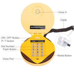 Tonysa Téléphone Fixe, téléphone Filaire à Hamburger émulational de nouveauté, téléphone de décoration à la Mode avec Multifonct