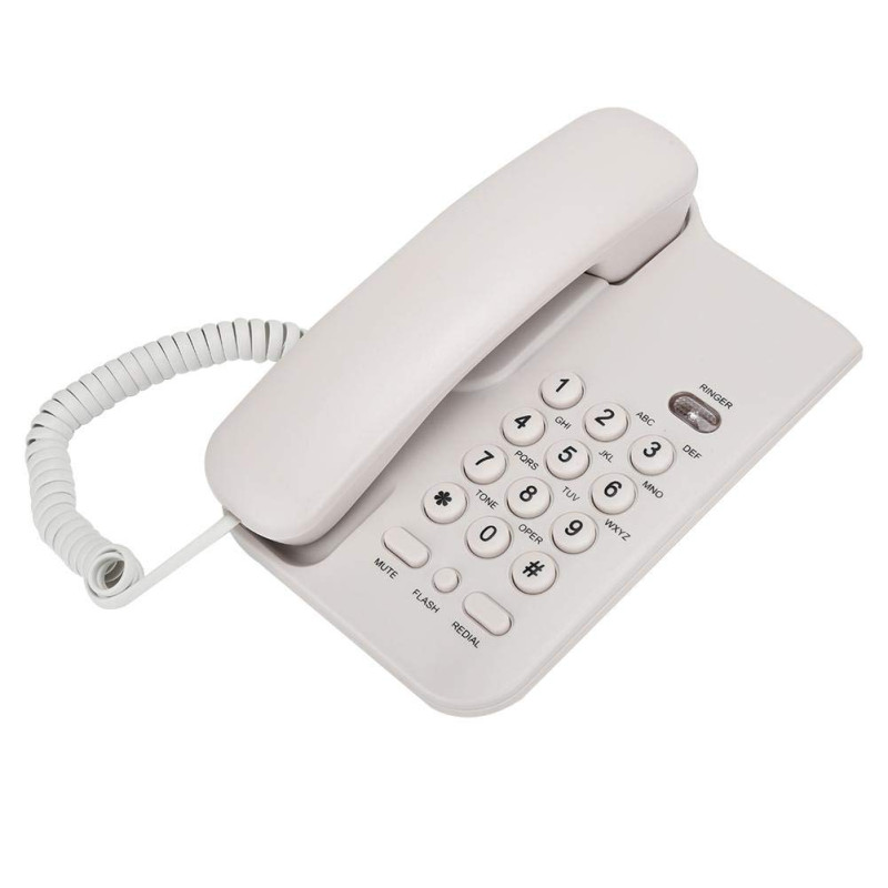 Garsent Téléphone Filaire, Téléphone Fixe Mains Libres avec Gros Boutons pour Maison Bureau Hôtel.(Blanc)