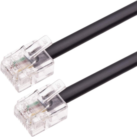 Cablepelado Câble de téléphone RJ11 6P4C M-M, 6 m, Noir