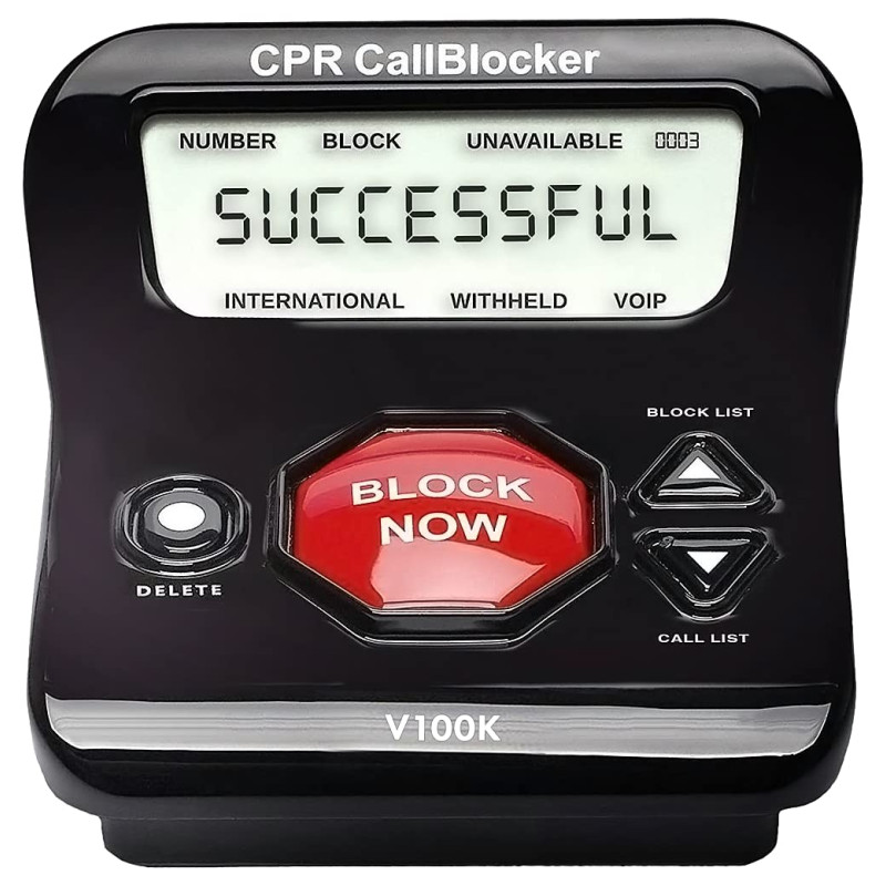 Bloqueur d'Appels CPR V100K - La Solution no.1 en France pour Les Téléphones Fixes et sans Fil. Préchargement de100,000 Numéros Bloqueur d'Appels CPR V100K - La Solution no.1 en France pour Les Téléphones Fixes et sans Fil. Préchargement de100,000 Numéros