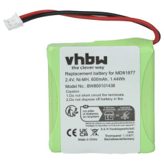 Batterie Ni-MH 600mAh, 2.4V pour téléphone T-COM Sinus A201 et BT Verve, remplace Les modèles 5M702BMX / GP0827 / GP0845