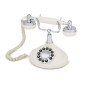 GPO Opal -Téléphone filaire classique rétro à bouton-poussoir,cordon extansible - Ivoir et Chrome
