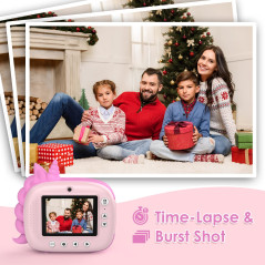 HiMont Appareil Photo Numérique Instantané,avec Papier d'impression & Carte TF 32G, Caméra Vidéo avec Stylos Colorés pour Le Bri