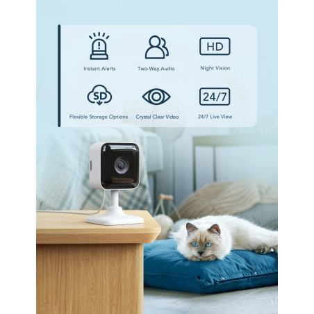 GNCC C2 Caméra de Surveillance Intérieure, 1080P Caméra Surveillance WiFi Babyphone Caméra avec Suivi de Mouvement et de Son, Vi