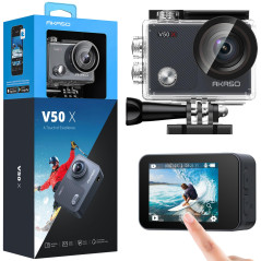 AKASO Caméra Sport 4K Etanche WiFi Action Caméra Sportive Ultra Full HD Stabilisateur avec Télécommande Écran Tactile 30fps Angl