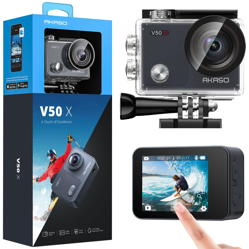 AKASO Caméra Sport 4K Etanche WiFi Action Caméra Sportive Ultra Full HD Stabilisateur avec Télécommande Écran Tactile 30fps Angl AKASO Caméra Sport 4K Etanche WiFi Action Caméra Sportive Ultra Full HD Stabilisateur avec Télécommande Écran Tactile 30fps Angl