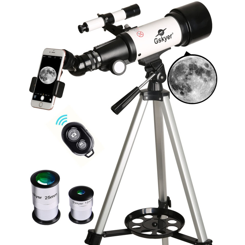 Gskyer Télescope 70 mm Ouverture 400 AZ-Mount Réfraction astronomique pour Enfants et débutants Télescope de Voyage Adulte D-704 Gskyer Télescope 70 mm Ouverture 400 AZ-Mount Réfraction astronomique pour Enfants et débutants Télescope de Voyage Adulte D-704