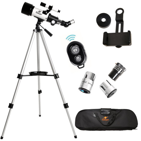 Gskyer Télescope 70 mm Ouverture 400 AZ-Mount Réfraction astronomique pour Enfants et débutants Télescope de Voyage Adulte D-704