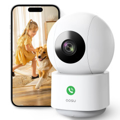 aosu 2K Caméra Surveillance WiFi Intérieure, Caméra Intérieure, Vision Nocturne HD 10m, 5G/2.4 GHz WiFi, Détection des Humains e