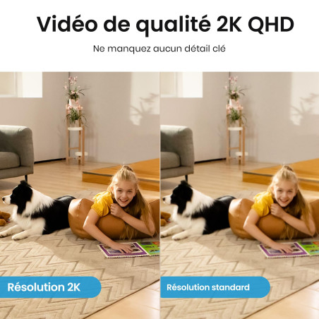 aosu 2K Caméra Surveillance WiFi Intérieure, Caméra Intérieure, Vision Nocturne HD 10m, 5G/2.4 GHz WiFi, Détection des Humains e