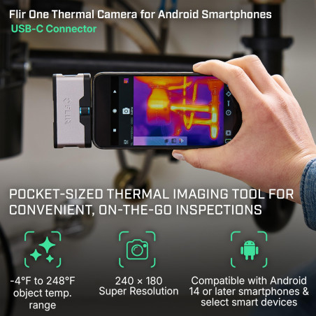 Flir One - Caméra Thermique pour Smartphones Android (USB-C), Super résolution 240x180 (80x60 IR natif)