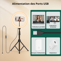 ATUMTEK Anneau Lumineux 12" avec Trépied Extensible 160 cm, 3 Modes de Lumière & 10 Niveaux de Luminosité, Lampe LED Selfie avec