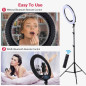 Ring Light avec Trépied, 18 Pouces Extérieur 2900-6000K LED Anneau Lumineux Réglable, Lampe Annulaire pour Telephone Youtube Tik Ring Light avec Trépied, 18 Pouces Extérieur 2900-6000K LED Anneau Lumineux Réglable, Lampe Annulaire pour Telephone Youtube Tik